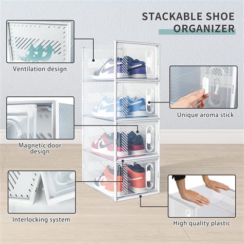 Buy Hrrsaki 12 Pack Large Shoe Storage Boxes, Shoe Boxes Clear Plastic ...