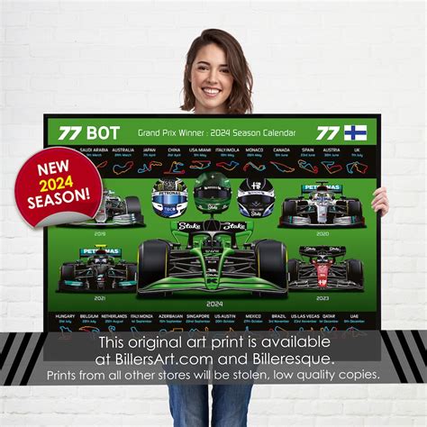 Formula 1 2024 Valtteri Bottas Detailed Season Dates Wall Calendar F1 ...
