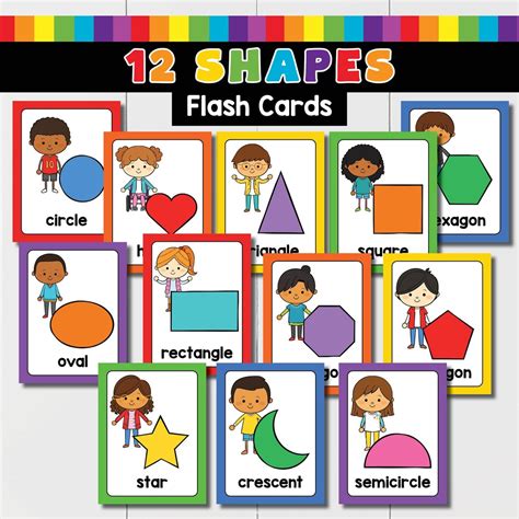 Buy Shapes Flash Cards for Kids Printable, Flashcards, Educational ...