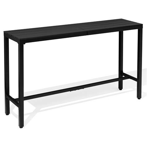 Pellebant Outdoor Bar Table Rectangle Metal Patio Counter Height Table ...
