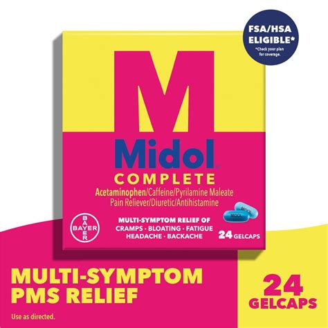 Midol Complete Menstrual Pain Relief Gelcaps With Acetaminophen for ...