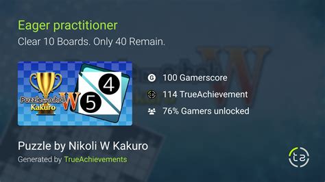 Eager practitioner achievement in Puzzle by Nikoli W Kakuro (Windows)