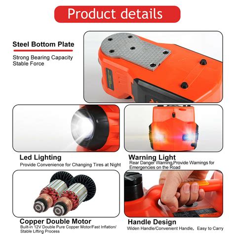 Electric Car Jack Lift 5 Ton 12V Hydraulic Floor Jack with Impact Wrench Set - Tamopet Car Part ...