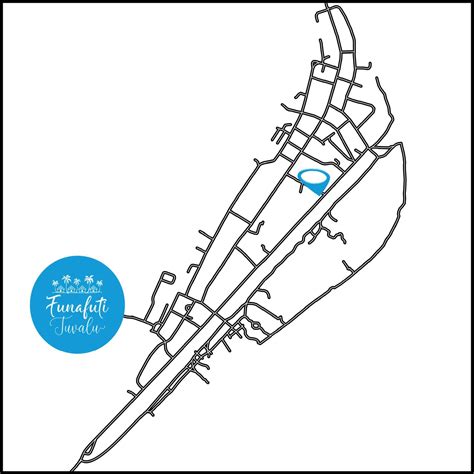 Funafuti capital city of Tuvalu Urban Streets Roads Map with city center location pin ...