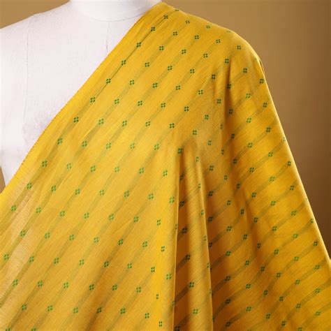 Yellow Prewashed Cotton Jacquard Weave Fabric