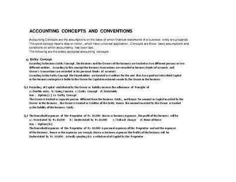 Concepts and Conventions - ACCOUNTING CONCEPTS AND CONVENTIONS ...