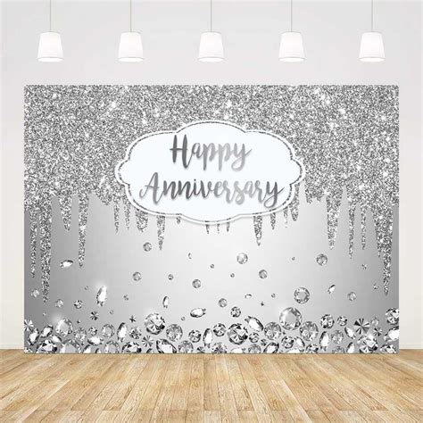 AIBIIN 7x5ft Happy Anniversary Backdrop Silver Dripping India | Ubuy