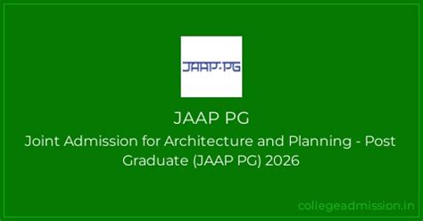 JAAP PG 2026: Joint Admission for Architecture and Planning - Post ...