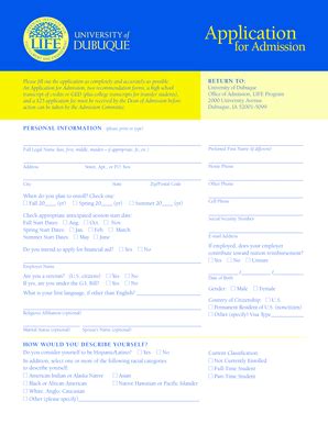 Fillable Online dbq Application - University of Dubuque - dbq Fax Email ...