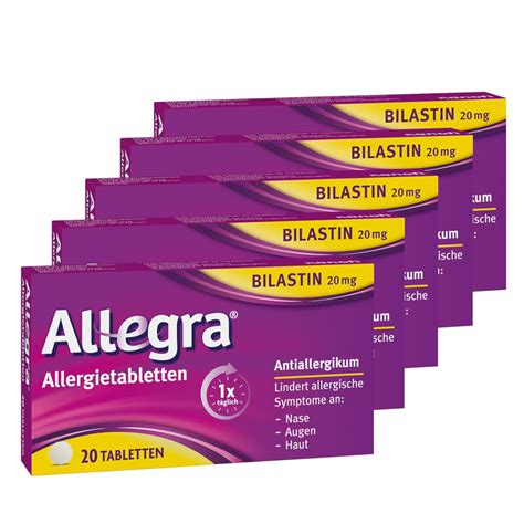 Buy Allegra Allergy Tablets (5 x 20 Pieces) Fast 24-Hour Relief from Hay Fever & Allergies ...