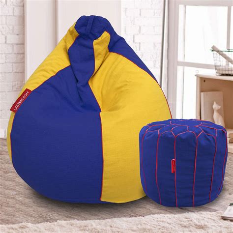 Bean bag footstool combo - Bluebell organic cotton Handcrafted bean bag ...