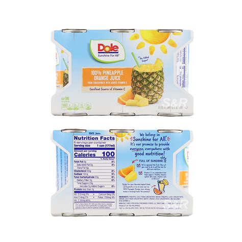 Dole 100% Pineapple Orange Juice (177mL x 6pcs)