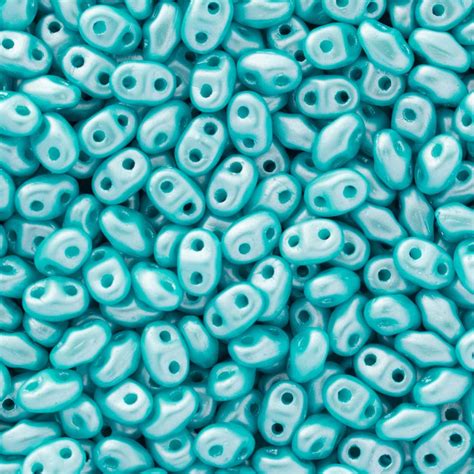 Matubo MiniDuo Beads 2x4mm, Pearl Coat - Aqua
