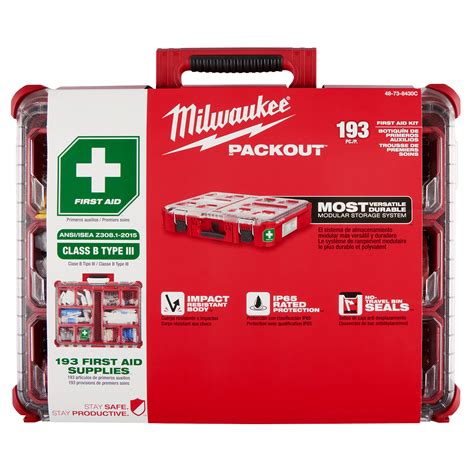 Milwaukee 48-73-8430C 193PC Class B Type III PACKOUT™ First Aid Kit - H ...