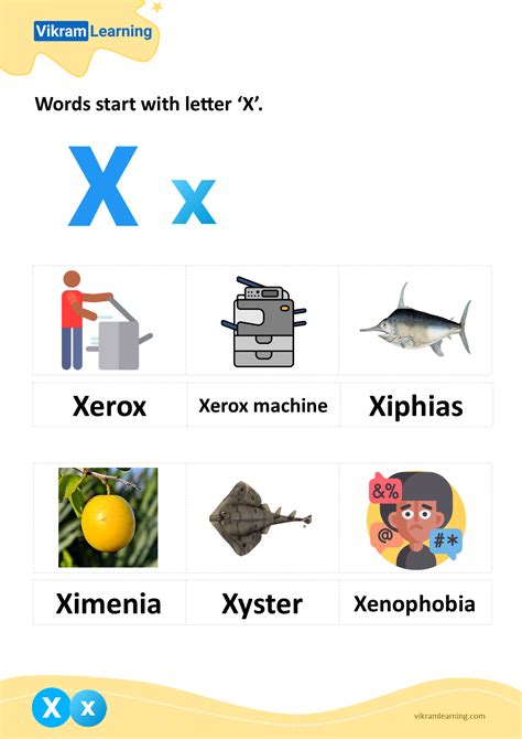 Words That Start With X For Kindergarten