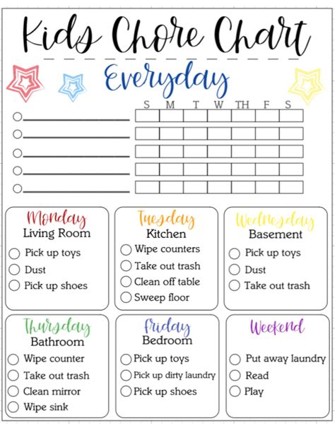 25 free printable chore charts for kids grab yours now – Artofit