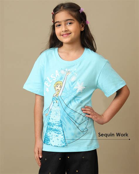 Frozen Printed Relaxed Fit Reversible Sequin Tshirt For Girls – Kidsville