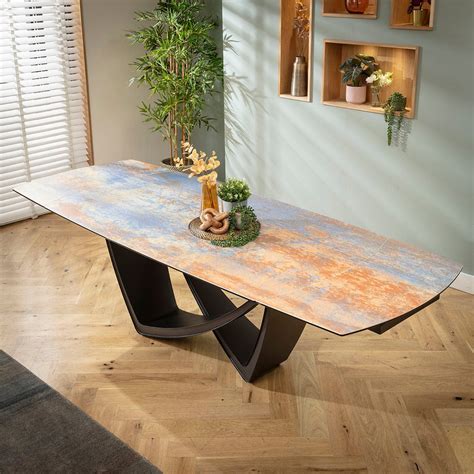 Large Extendable Dining Table and Chairs 8 Seater Set Rustic Blue ...