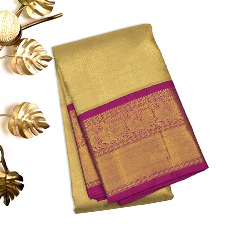 Gold Tissue Kanchipuram Silk Saree with Kolam Design