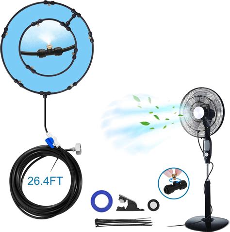 Amazon.com: Outdoor Fan Misting System Kit 26.3FT with 8 Nozzles ...