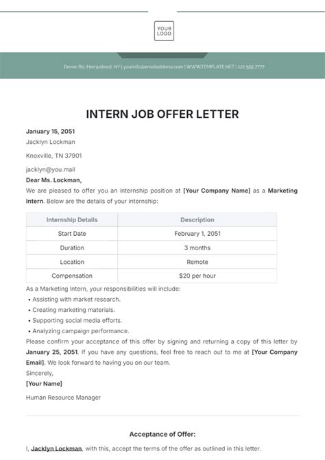Job Offer Letter Template Canada Free - Infoupdate.org