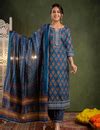 Indigo Floral Kurta Set – tushti-apparels