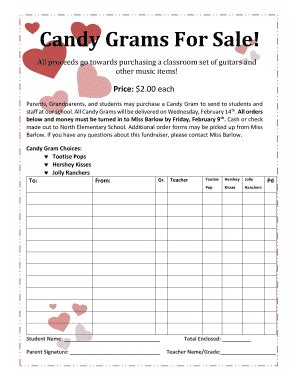 Candy Gram Order Form - Fill Online, Printable, Fillable, Blank | pdfFiller