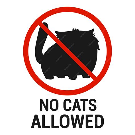 Premium Vector | No cats allowed prohibition sign Fluffy cat silhouette
