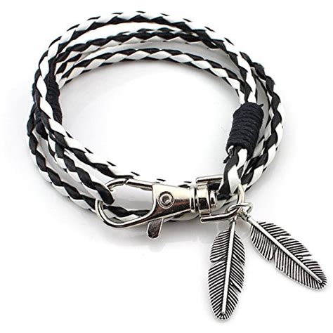 Buy El Regalo Fashion Elegant PU Leather Feather Charm Friendship Band ...