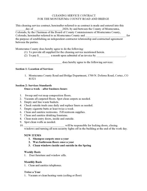 41 Printable Cleaning Contract Templates (100% Free)