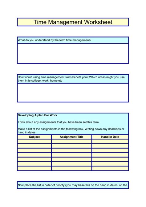 Image result for Time Management Activity Worksheet
