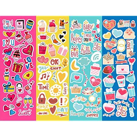 ISEE 360® Set of Love Heart Theme Printed Scrapbook Sticker for DIY ...