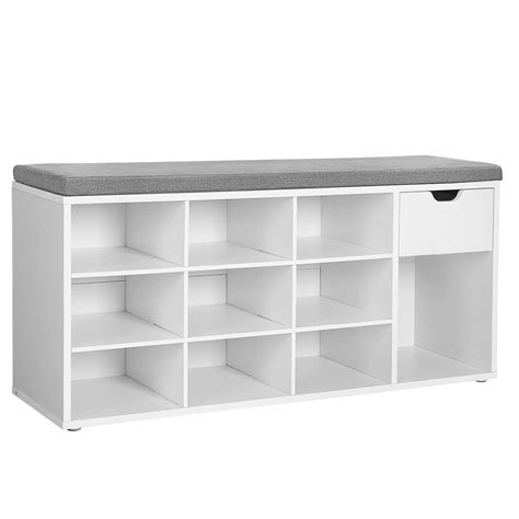 VASAGLE Shoe Bench, Storage Bench with Drawer and Open Compartments ...