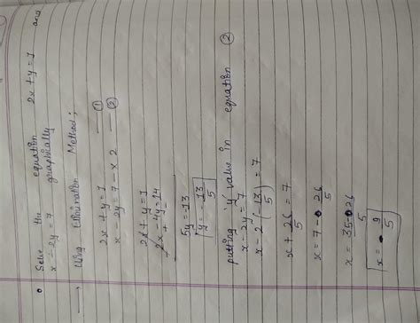 Solve the equation 2×+y=1 and ×-2y= 7 graphically - Brainly.in