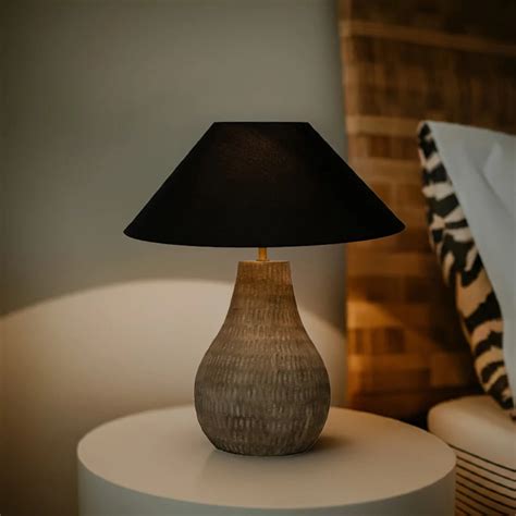 Noctura Rustic Modern Natural Wooden Lamp With Bulb (Without Shade ...