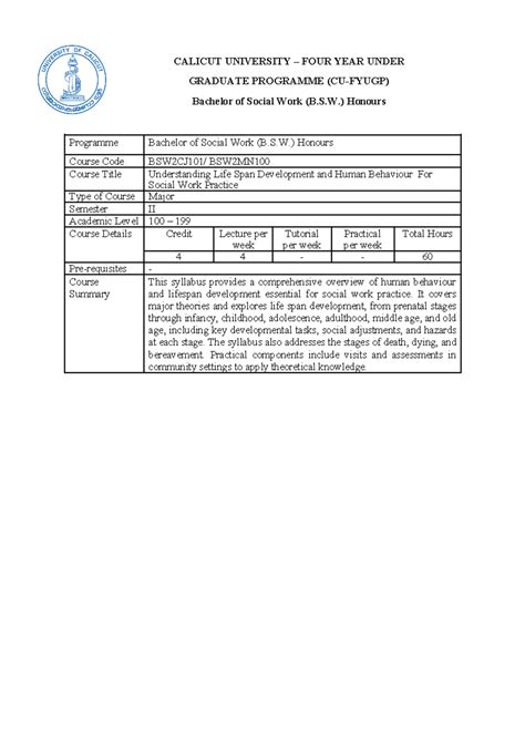 BSW2CJ101/BSW2MN: Understanding Life Span Development in Social Work ...