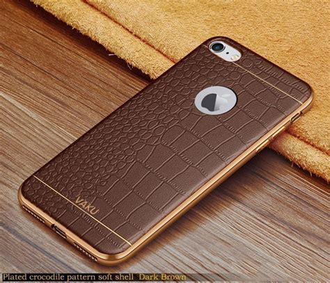 VAKU ® Apple iPhone 6 Plus / 6S Plus European Leather Stitched Gold ...