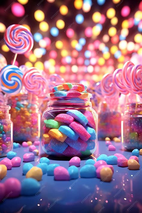 Backdrop of Candy Shop Backdrop Candy Jars Lollipop Stand Candy Floss ...
