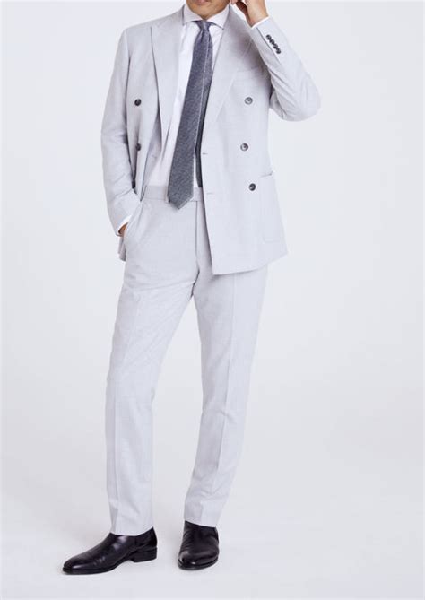 Tailored Fit Light Grey Double Breasted Suit – Tumuh