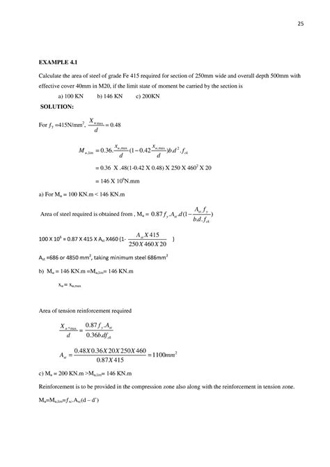 Strucural engineering-2 - EXAMPLE 4. Calculate the area of steel of ...
