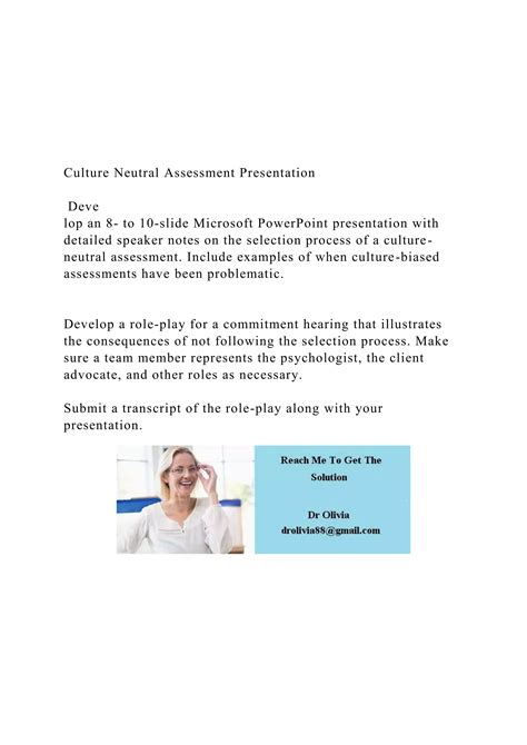 Culture Neutral Assessment Presentation Develop an 8.docx | Resume ...