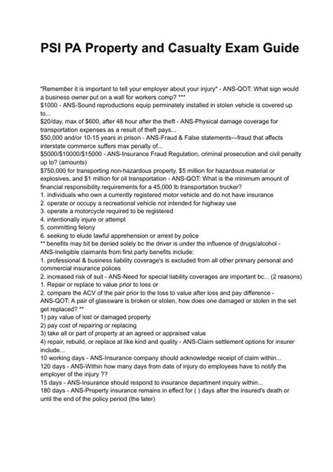 PSI PA Property and Casualty Exam Guide NEWEST 2025/2026 ACTUAL EXAM ...