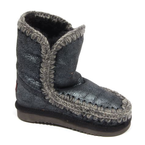 G4124 stivale bimba girl MOU ESKIMO dark grey metallic effect boot kid