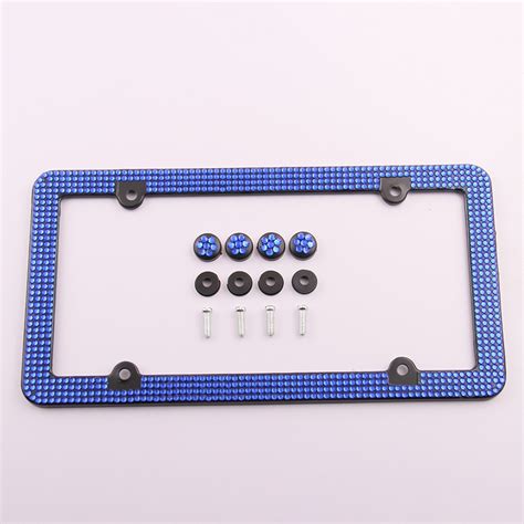 4-4 rows Custom License Plate Frame, 2 Pack Rhinestone License Plate Frames and 4 Shiny Crystal ...