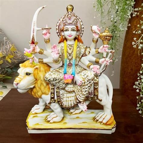 Buy A2Z Marble & Polyresin Durga Maa Idol Sherawali Mata,1 Piece, Size ...
