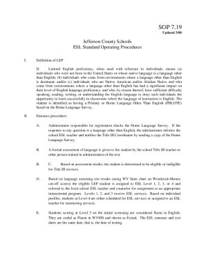 Fillable Online Esl Standard Operating Procedures Fax Email Print ...