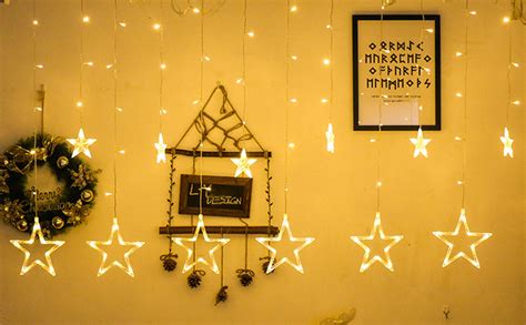 Party Propz Star Curtain Lights for Decoration - 12 Led, 9 Ft, String ...