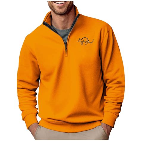 1/4 Zip Sweatshirts Mens,Men Kangaroos Printed Half Zip Sweat Shirts ...