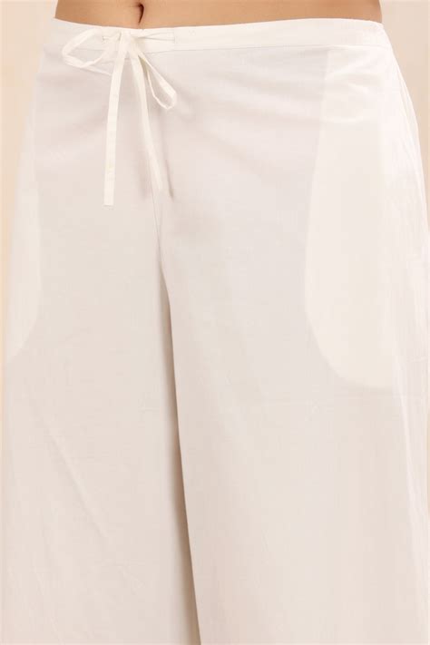 Buy Mehrab Solid White Palazzo Online | Shahenaz India