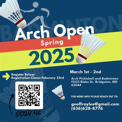 2025 Arch Badminton Spring Open, 11333 Blake Dr, Bridgeton, MO, United ...